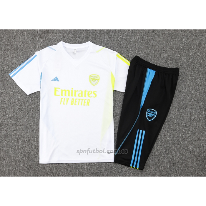 Chandal del Arsenal Manga Corta 2023-2024 Blanco - Pantalon Corto